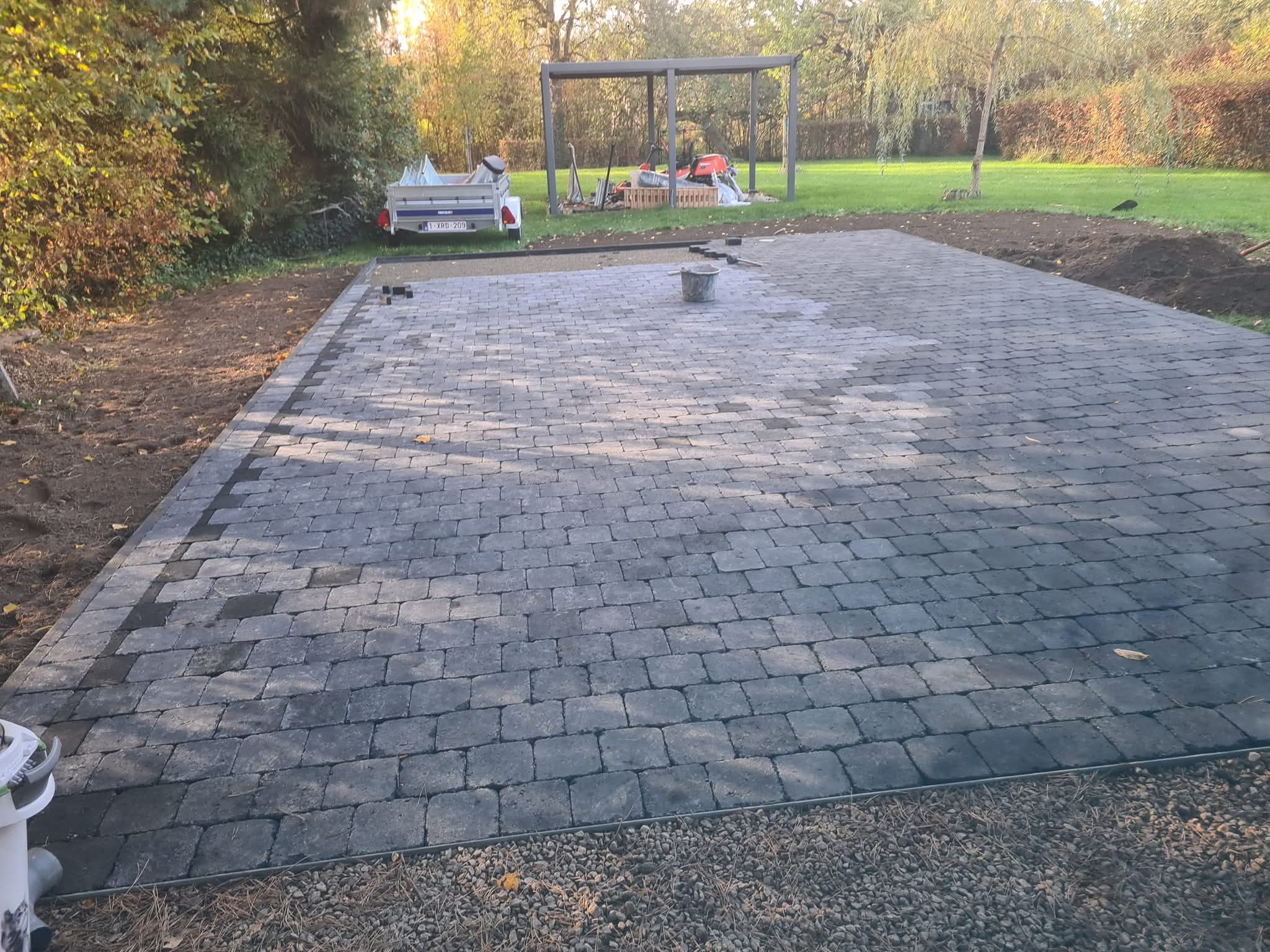 Réalisation d'une terrasse en klinkers à Boncelles